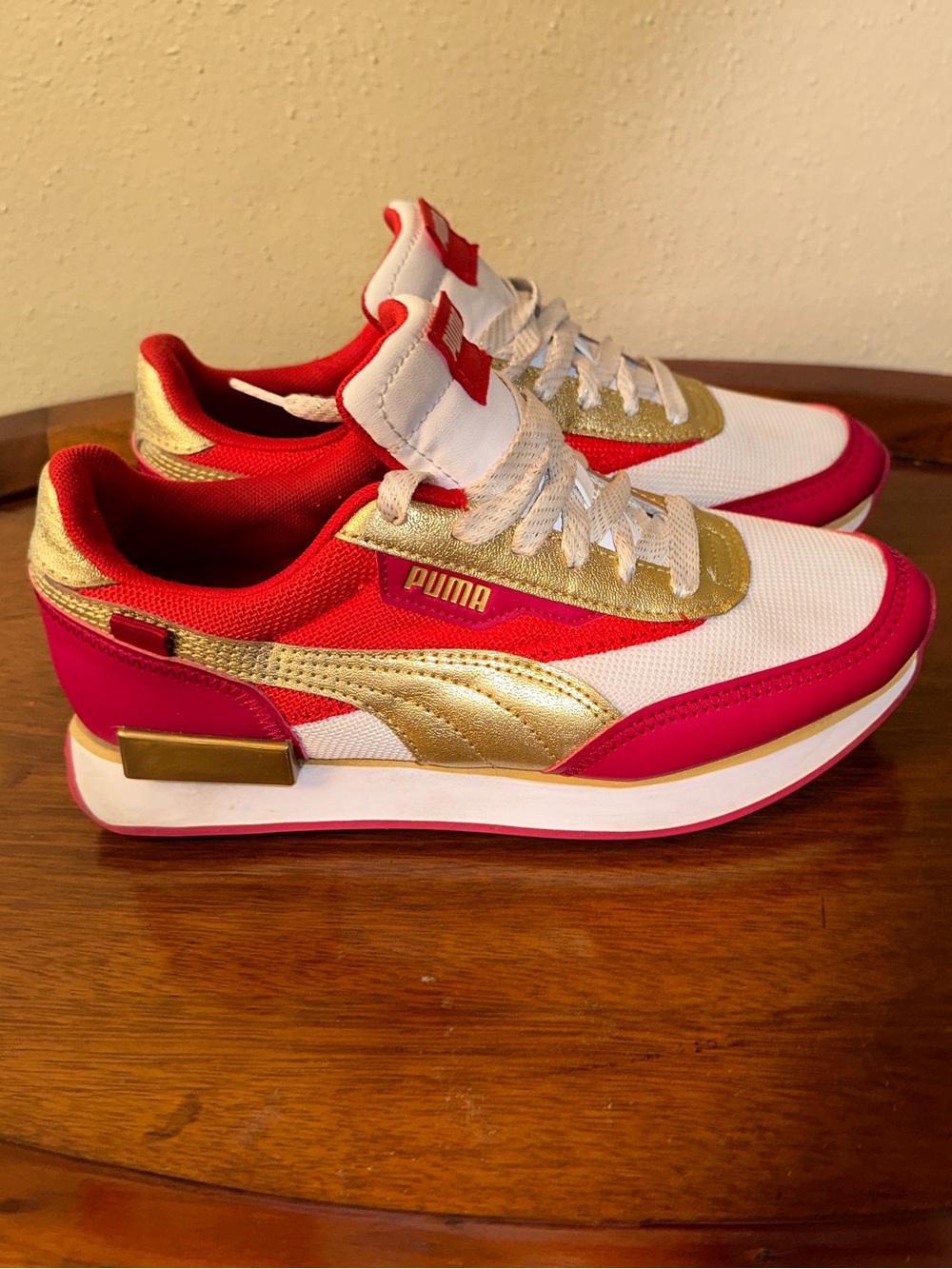 Puma Women's White, Pink & Gold Low-Top Sneakers